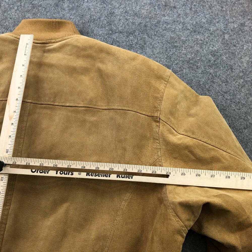 Boston Harbor Jacket Mens XL Beige Leather Bomber Zip Lined - Picture 14 of 15